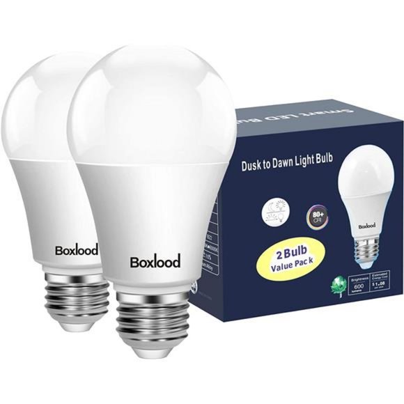 Light Bulb,9W(60W Equivalent),A19 Photocell Sensor Bulb3000K Warm White, 2-Pack - Picture 2 of 6
